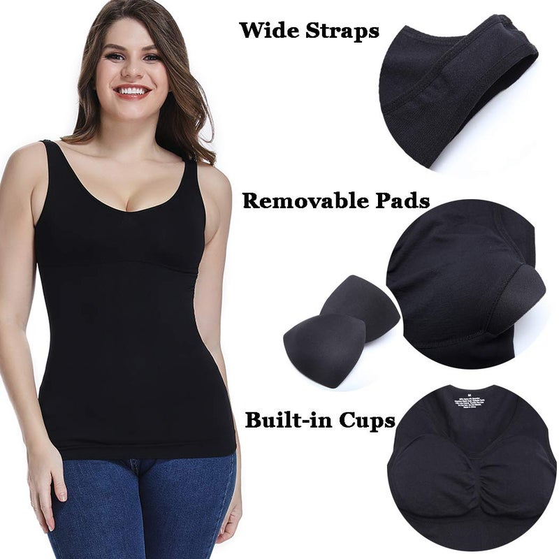 JOYSHAPER Women's Cami Shaper with Built in Bra Tummy Control Camisole Tank Top Underskirts Shapewear Body Shaper - Image 2